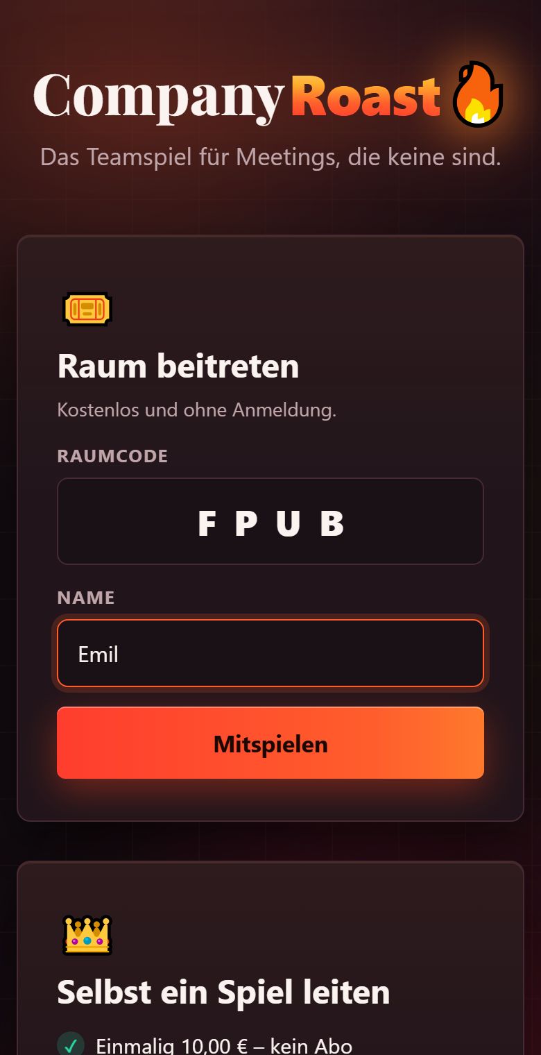 Beitreten am Smartphone: Raumcode und Name eingeben